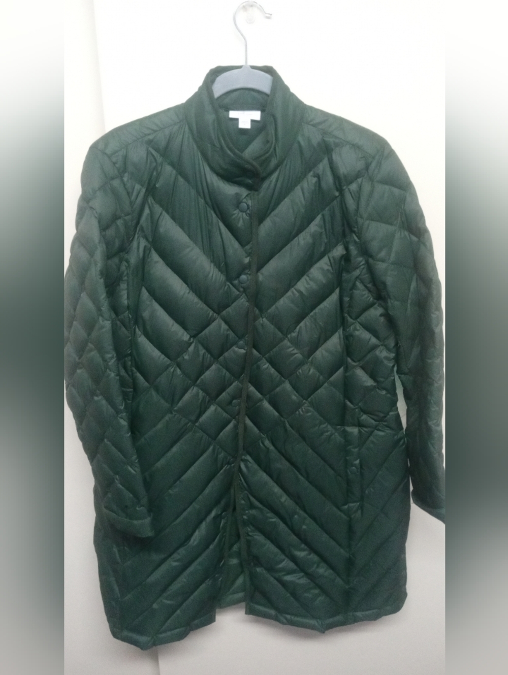 J.Jill Down Jacket Womens Medium Petite Green Quilted Parka